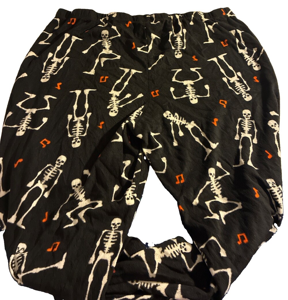 Black fleece, skeletal sleep pants size XL